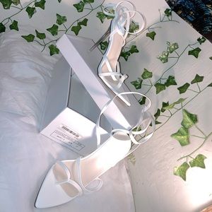 Brand New White Tie Leg Stilettos